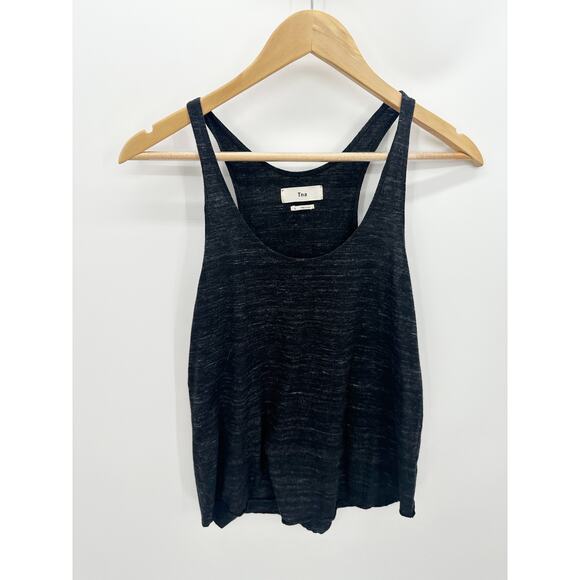TNA Black Gray Cut Off Racerback Tank Top Shirt Cotton Blend Women Size Small - Picture 1 of 7